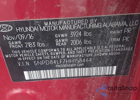 2017 Hyundai Elantra Se from USA, damaged, VIN 5NPD84LF7HH158464